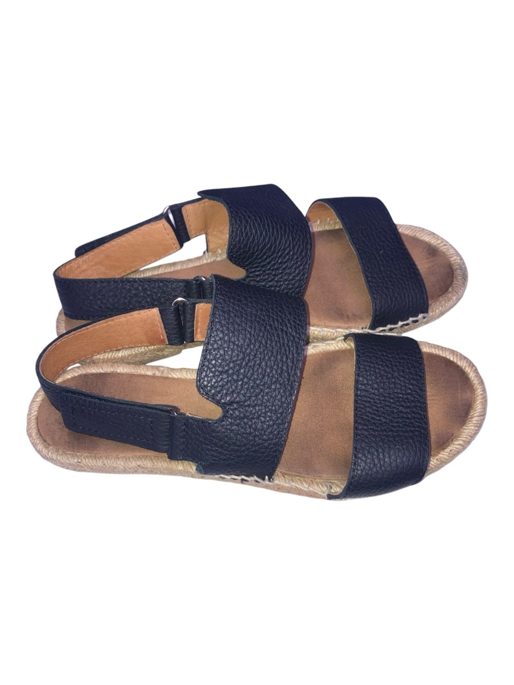 Black Leather Slide Sandals  275 central - Women's Casual Slingback size 9